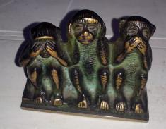 Statuie din alama masiva Cele 3 maimute foto