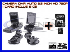 CARD 8GB + CAMERA VIDEO DVR-047 AUTO DVR CU INREGISTRARE HD 720p CICLICA - DISPLAY 2,5 INCH, INFRAROSU, SENZOR MISCARE, MARTOR ACCIDENT foto