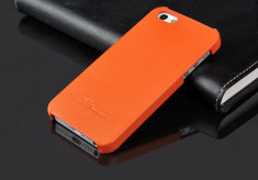 Husa / toc protectie piele iPhone 5, 5s lux, culoare - portocaliu - LIVRARE GRATUITA prin Posta la plata cu cardul foto