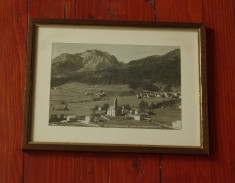 rama lemn - Fotografie veche alb negru - peisaj - Vigo di Fassa 1400 / Italia foto