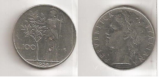 ITALIA 100 LIRE 1956