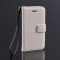 Husa / toc protectie piele fina iPhone 5c lux, tip flip cover portofel, alba