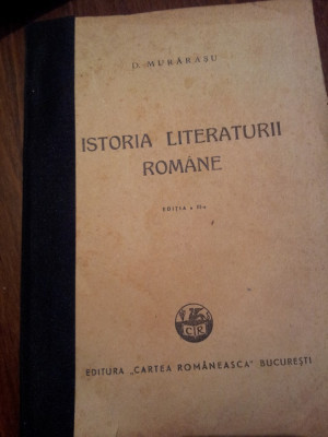 ISTORIA LITERATURII ROMANE D MURARASU 1943 foto