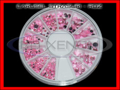 SET CARUSEL STRASURI - MODELE ROZ ROTUNDE - DECORATIUNI UNGHII NAIL ART - MANICHIURA UNGHII FALSE GEL UV - PRET MINIM, CALITATE GARANTATA foto