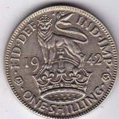 Anglia-Marea Britanie One Shilling 1942 argint 5,6 grame foto