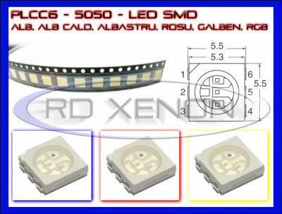 SET 10 BUC LED LEDURI SMD PLCC6 5050 - ILUMINARE INTERIOR AUTO, BORD foto
