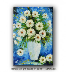 Vaza cu flori (1) - tablou ulei in cutit - 60x40cm LIVRARE GRATUITA 24-48h foto