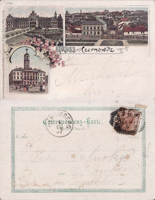 Cernauti ,Bucovina - litografie 1897 foto