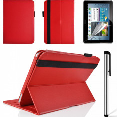 Husa rotativa ptr.Samsung Galaxy Note 10.1 N8000/N8010/N8013 *RED* + Folie protectie ecran + Touch Pen GRATIS foto
