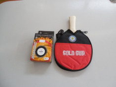 SET COMPUS DIN PALETA TENIS MASA GOLD CUP+ 6 MINGI DONIC WORLD CHAMPIONS foto