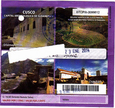 Bilet intrare Valea Sacra Cusco Peru, pentru colectionari foto