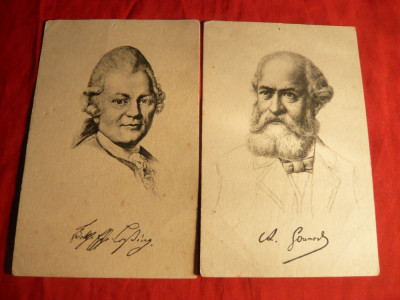 2 Carti postale -Oameni de Seama ,cu Autografe , Stengel&amp;amp;amp; Co cca.1920 foto