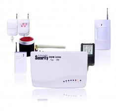 Sistem Alarma GSM pentru casa cu senzori wireless usa/fereastra, Pir, 2 telecomenzi Reducere ! foto