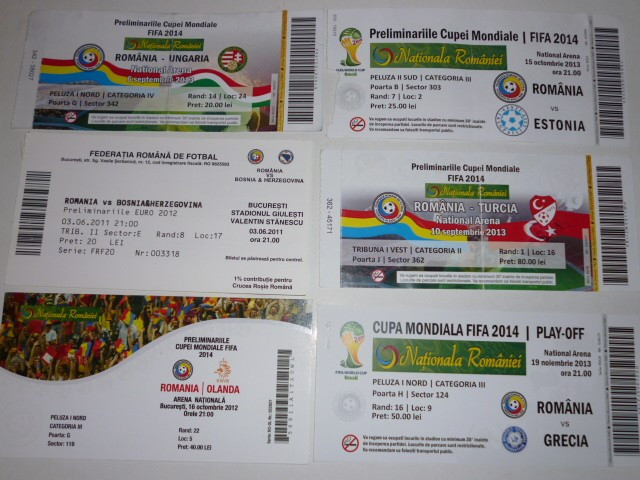 Lot 6 bilete meciuri internationale fotbal - Nationala Romaniei | arhiva  Okazii.ro