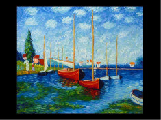 Pictura Claude Monet RED BOATS AT AEGENTEUIL reproducere foto