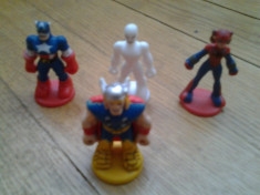 Set Colectie 4 Figurine Marvel Comics super heroes benzi desenate Spider Man Fantastic Four Captain America Thor Silver Surfer miniaturi foto