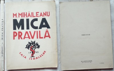 M. Mihaileanu , Mica pravila , Casa Scoalelor , 1943 , editia 1 foto