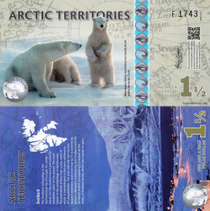 TERITORIILE ARCTICE 1 1/2 polar dollars 2014 polymer UNC!!! foto