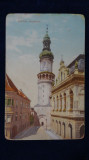 Sopron - Varostorony - vedere 1913 circulata - timbru cu supratipar