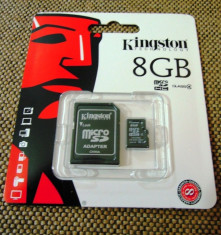 Carduri microsd+adaptor SD 8gb, Kingston, noi, sigilate 29.99 lei! foto