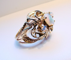 Superb Inel Aur 14k Victorian Cu Opal Opale Albastre (masura 52) foto