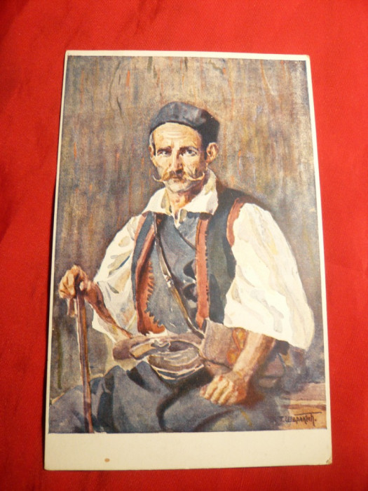 Ilustrata - Costum Taran Sarb - Primul Razboi Mondial ,Yugoslavia