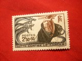 Serie Lupa contra Cancerului 1941 Franta , 1 val. stamp.