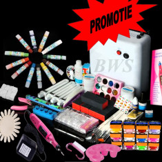 Kit NAILS-Set unghii false --- lampa 36w, tipsuri,gel uv,pensule,primer,Set special manichiura - Produse noi foto