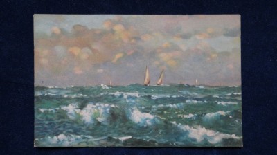 Vedere reproducere arta - Barci pe marea - motiv maritim/navigatie foto