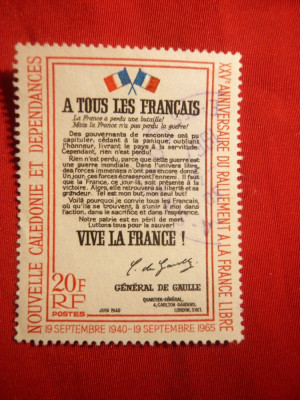 Serie A 25a Aniv. a Apelului Ch.deGaule 1965 Noua Caledonie terit. francez ,1val.stamp. foto