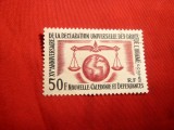 Serie 15 Ani Declaratia Drepturile Omului1963 Noua Caledonie -Teritoriu Francez ,1 val.stamp.