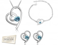 Set bijuterii -Heart -Cristal tip Swarovski Elements, placat cu aur alb 18 k foto