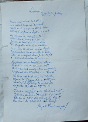 Manuscris al poetului avangardist Virgil Carianopol , o poezie foto