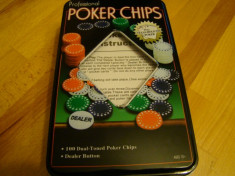 Set 100 jetoane pentru poker, NOU, jetoane inscriptionate, set Casino Texas Holdem poker foto