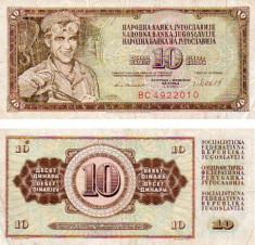 IUGOSLAVIA 10 DINARI 1981; P 87b / F foto