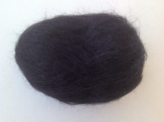 Fir de tricotat sau crosetat - mohair natural cu matase , moale si pufos , foarte fin , pretios si luxos , deosebit , negru intens foto