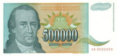 IUGOSLAVIA 500 000 DINARI 1993; P 131 / UNC - NECIRCULATA foto
