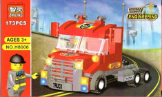 Camion TIR tip lego, 173 piese, jucarie constructiva, ZHI LING 8006 foto