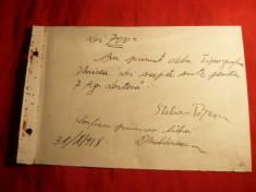 Chitanta de mana 1938 semnata de Stelian Popescu Dir. Ziar Universul si om politic foto