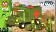 Masina, ambulanta armatei tip lego, 179 piese, jucarie constructiva, ZHI LING 7001 foto