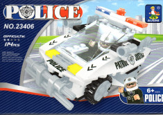 Masina de politie tip lego, 114 piese, jucarie constructiva, AUSINI 23406 foto