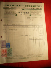 Factura antet Graphia Bucuresti 1936,timbre fiscale si T.Aviatiei foto