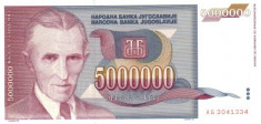IUGOSLAVIA 5 000 000 DINARI 1993; P-121 / UNC - NECIRCULATA foto
