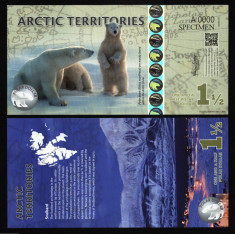 TERITORIILE ARCTICE ( ARCTIC TERRITORIES ) 1,5 DOLLARS 2014 SPECIMEN UNC foto