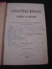 IOAN POPEA - CARACTERE MORALE EXEMPLE SI SENTINTE CULESE DIN ISTORIILE SI LITERATURILE POPORELOR VECHI SI MODERNE {1899} foto