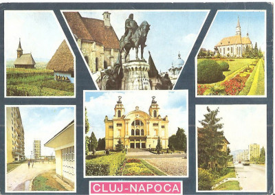 CPI (B4178) CLUJ-NAPOCA. MUZEUL ETNOGRAFIC AL TRANSILVANIEI, STATUIA LUI MATEI CORVIN, CATEDRALA SF. MIHAIL, EDITURA OSETCM, CIRCULATA, 1978, STAMPILE foto