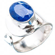 INEL ARGINT 925 CU RADACINA DE SAFIR - SAPPHIRE RING SIZE 8+(reglabil) foto