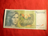 Bancnota 50 000 Dinari 1988 Yugoslavia ,cal.medie