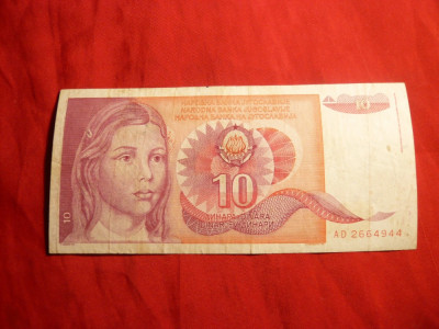 Bancnota 10 Dinari 1990 Yugoslavia ,cal.medie-buna foto