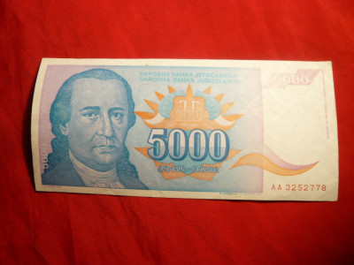 Bancnota 5000 Dinari 1994 Yugoslavia ,cal.F.Buna foto